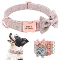 Personalized Dog Collar With Bow Tie Soft Woolen Cloth Dogs ID Collars Anti-lost Free Engraving Cute Bowknot Pet Accessories 220119