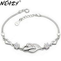 Bracelet Nehzy 925 Sterling Silver to Heart Fashion Female Models Nice Vintage Wild Super Flash Jewelry Pair Crystal