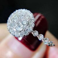 Donne rotonde zircone anello dito scintillante cristallo anelli di fidanzamento da sposa regalo per amore fidanzata di alta qualità