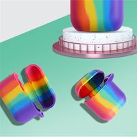Casos de fone de ouvido para vagens de ar 1 2 3 arco-íris tampa de silicone airpods pro com keychain sem fio bluetooth fones de ouvido acessórios coloridos