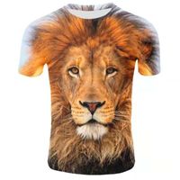 Męskie koszulki Transgraniczne Trendy Amazon Trend Letnie Mężczyźni Krótki Rękaw Mężczyźni i Kobiety 3D Druk Druk Lion Koszulka Factory Direct Supply