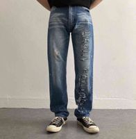 Luksusowe spodnie marki Dżinsy Spodenki Wysokiej Jakości Męskie Kobiety Dżinsy Palmowe List Drukowanie Slim-Fit Prosto-Leg Spodnie Jean Stripe Fash