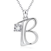 Anhänger Halsketten Minimalistische Silberfarbe 4 A B x Z Buchstabenname Initial für Frauen / Mädchen lange große Halskette