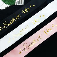 Party Decoration Black White Pink Sweet 16 Princess Birthday Sash Girls 16th Supplies Favor Prezenty Opaska na ramię