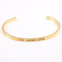 "Live skratt kärlek" rostfritt stål graverade positiva inspirerande citat manschett mantra armband armband för älskare