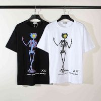 Men t-shirt Hip Hop 2022 Zwart witte streetwear t-shirt dansschedels print Harajuku zomer zomerse mouw t-shirt katoenen tops Tees G1217