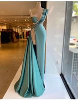 Sparkly 2021 Pailletten Split Mermaid Abendkleider Kristall lange formale Promkleide Maßgeschneiderte Plus Größe Pageant Wear Party Kleid