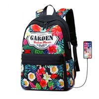Nxy Children's Bag Teenager Girls Backpacks Canvas Female Flower Printed Large Capacity Travel Backpack School 0124