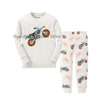Pigiama Bambino Cool Kid Moto Print Pigiama Set Girls Pigiama Pigiama Cotton Boys Baby Nightwear Pijamas per Sleepwear