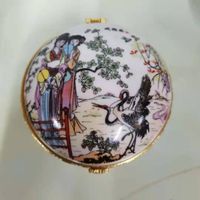 Chinese style Round Small Ceramic Jewelry Gift Boxes Natural Porcelain Decorative Jewellery Makeup Packaging Case Party Favor