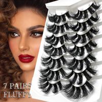 False Eyelashes 3D Mink Lashes 7 Pairs Natural Fluffy Soft Wispy Volume Dramatic Long Cross Eyelash Extension Makeup