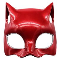 Persona 5 Cosplay Anne Takamaki P5 Vermelho Pantera Cat Half Face Mask Headgear Adulto Halloween Carnaval Carnaval Costume Adereços