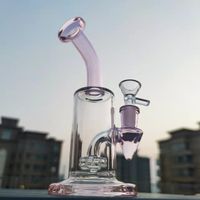 7 "Pink Hookah Water Pipe Glass Tobacco 14mm Bowl Bong Beaker Base Bubbler