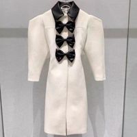 Frauen Wollmischungen Französisch Stil Winter Weiße Bogen Mantel Frauen Achselzucken Mode Kleine Duft Wolle Outwear
