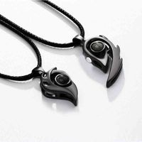 2uds stainls steel 100 languag let you love magnetic projection on Necklace Heart Necklace Jewelry Gift lover