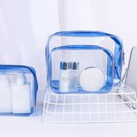 Sacos de armazenamento Transparente PVC Organizador de viagens Clear Bag Beautician Beautician Cosmetic Beauty Case Washing Wash 4sizes