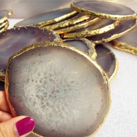 Decorative Objects & Figurines Natural Agate Geode Polished Irregular Crystal Slice Decoration DIY Mineral Pendant Stone Home Accessories L5