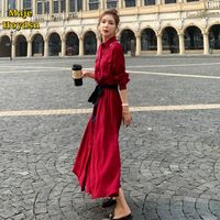 Günlük Elbiseler Maje Hoydsn Fransız Maxi Uzun Kollu Parti Elbise Bahar 2021 Kadın Mizaç Vestidos de Fiesta Befree
