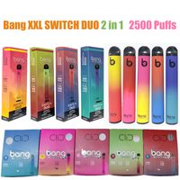 Bang XXL Switch Duo Vape Tek Kullanımlık E Sigara 2 in 1 2500 Pufs 7ml 1100mAh% 5 Yağ Pods 8 Renk Varser Sigarette ABD E Getta
