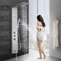 Łazienka Zestawy prysznicowe czarne niklowe opady deszczu wodospad panel do masażu dysze kolumna termostatyczna mikser bateria bateria