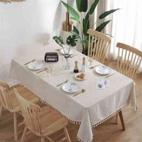 Moderna linho à prova d 'água toalha de mesa tassel decoração festa de casamento decoração mesa de café retangular 210722