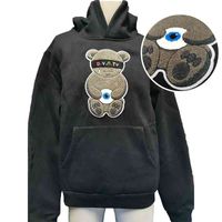 Plus Size Men's Hood Pullover Sweatshirts Patches Cotton Towel Letter 3d Embroidered Custom Chenille Embroidery Hoodie