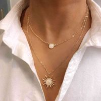 New Accessories French Design Multi-layer Sunflower Necklace Women's Fashion Protein Stone Chain