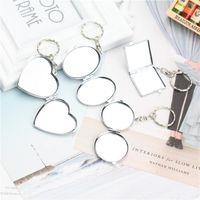 Dame rond coeur ovale sqaure forme double côtés miroir keychain bonne qualité métal mini miroir porte-clés