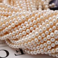 Freshwater Pearl Necklace Round Shape With Size 5-6mm Perfect Luster For Jewelry DIY Loose Strands Chains