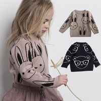 Ins модный ребенок девушки свитера мальчик мультфильм кролик свитер осень зима детей пуловер топы хлопок трикотаж для одежды для девочек 210308