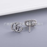 Classic Top Quality High Quality Gujia double g Thai silver earrings fashion trend Valentine's Day gift straight jewelry
