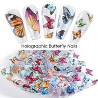 10pcs Holographic Butterfly Foil Nail Art Sticker Summer Col...