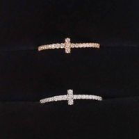 S925 Silver Cross Design Bague de la bande avec tous les diamants brillants pour femmes engagement de mariage bijoux cadeau livraison gratuite PS3764