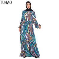 Casual Dresses TUHAO Maxi Long Vintage For Middle Age Women Fashion Long-sleeved Large Size 4XL 3XL Women's Print Muslim Dress WM56