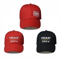 트럼프 2024 모자 트럼프 코튼 선 스크린 야구 모자 조정 가능한 버클 자수 편지 미국 캡 빨간색과 검은 색 옥외 CPA328