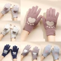 Five Fingers Gloves Knitted Full Finger Plush Touchscreen Ca...