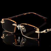 Солнцезащитные очки Мода Роскошные Дизайнерские Очки Rimless Diamond Резка Рамка Квадратный Читатель Мужчины Женщины Пресбиопия Анти-Синий Свет