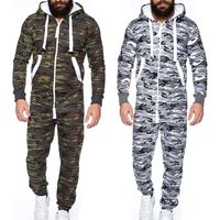 Мужские брюки HEFLASHOR 2021 человек цельные одежды Pajama Paysuit Zipper Hoodie мужчина Onesie Camouflage Print Prumpsuit Streetwea