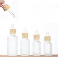 10ml 15ml 20ml 30ml 50ml Frostglas-Dropper-Flasche Leere flüssige Dropperfläschchen für kosmetisches Parfüm mit imitierten Holzdeckeln