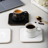 Cups Saucers 80ml Mini Espresso en Roze Zwart Wit Grijs Gouden Rim Keramische Koffiekopje Geschenken Nordic Home Decor Keuken Servies