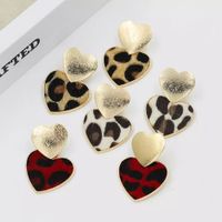 Fashion Leopard Print Heart Earrings for Women Winter Trendy...