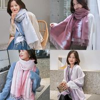 Hats, Scarves & Gloves Sets 2022 Ladies Korean Autumn And Winter Clan Style Tassel Shawl Warm Scarf Tie-dyed Imitation Cashmere Gifts