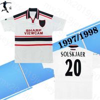 Top Quality Velvet 1997 1998 Homme Unit Away Restro Classic Soccer Jerseys 97 98 Beckham # 7 Giggs Football Shirt Solskjaer Retro Jersey