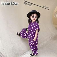 Jumpsuits Summer Girls Overall Baby One Piece Kids Children Clothes Streetwear Oversize Wide Leg Dot Print Cotton 1 To 6 Yrs