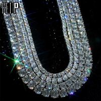 Hip Hop 1 Fiw 4 Pang Tennis Catena AAA CZ Pietra 3/4/5 / 6mm Bling Iced Out Gold Argento Colore cubico Zircone Collana per uomo Gioielli G0913