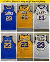 Mens Vintage Michael Jodan Laney Lisesi Jersey Basketbol Formaları Mavi Sarı Beyaz Dikişli Gömlek S-XXL