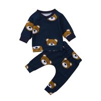 Giyim Setleri 2 Adet Doğan Toddler Erkek Bebek Küçük Ayı T-shirt + Uzun Pantolon Tayt Giyim Kıyafet Seti