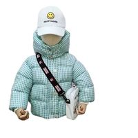 Polar Ekose Kış Parkas Çocuklar Ceket Koreli Erkek Kız Sıcak Kalın Kadife Çocuk Ceket Yürüyor Giyim Kapşonlu Palto 211203