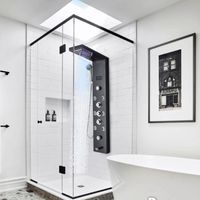 Badezimmer Dusche Sets LED-Lichtplatte Wasserfall Regenhahn-Set SPA-Massage-Jet-Bad-Säulen-Mischer Tap Tower