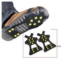 Ice Snow Grips Cleat Over Shoes 10 Steel Studs Ice Cleats Boot Rubber Spikes Anti-slip Snow Ski Gripper Ice Climbing Footwear RRE10606